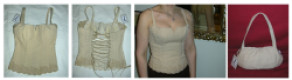 Modello Silvana corsetto in tessuto operato rilievo, con reggiseno interno, ricamo al fondo.Borsa coordinata